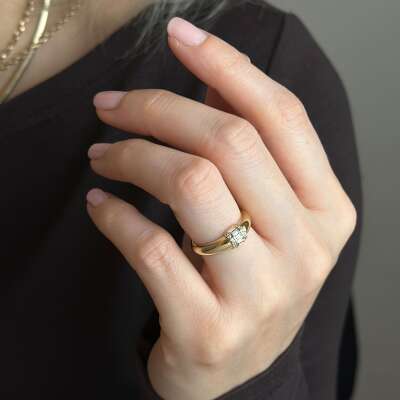 14 Ayar Altın Bar Taşlı Yüzük – Zarif Tasarım - 3