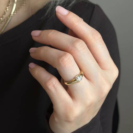 14 Ayar Altın Bar Taşlı Yüzük – Zarif Tasarım - 3