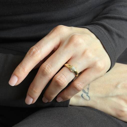 14 Ayar Altın Bar Taşlı Yüzük – Zarif Tasarım - 5