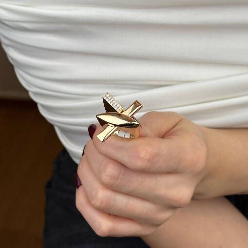 14 Ayar Altın Taşlı Yüzük – Modern Tasarım Model - 6