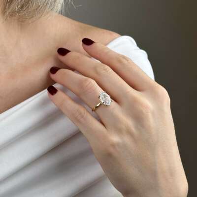 14 Ayar Altın Tektaş Yüzük – Oval Zirkon Taşlı