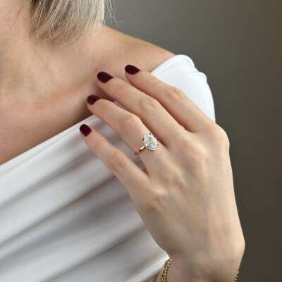 14 Ayar Altın Tektaş Yüzük – Oval Zirkon Taşlı - 2