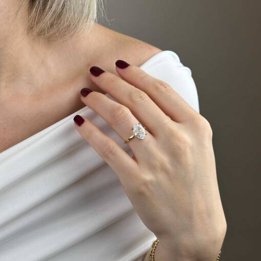 14 Ayar Altın Tektaş Yüzük – Oval Zirkon Taşlı - 2