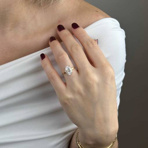 14 Ayar Altın Tektaş Yüzük – Oval Zirkon Taşlı - 3