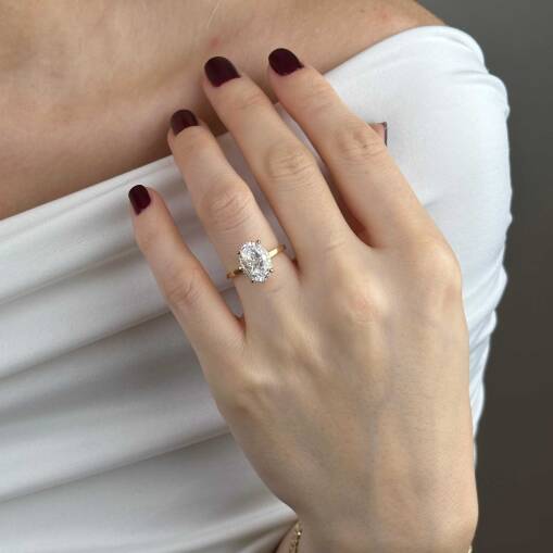 14 Ayar Altın Tektaş Yüzük – Oval Zirkon Taşlı - 4