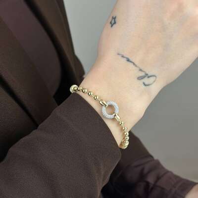 14 Ayar Altın Taşlı Top Bileklik – Zarif Tasarım - 2