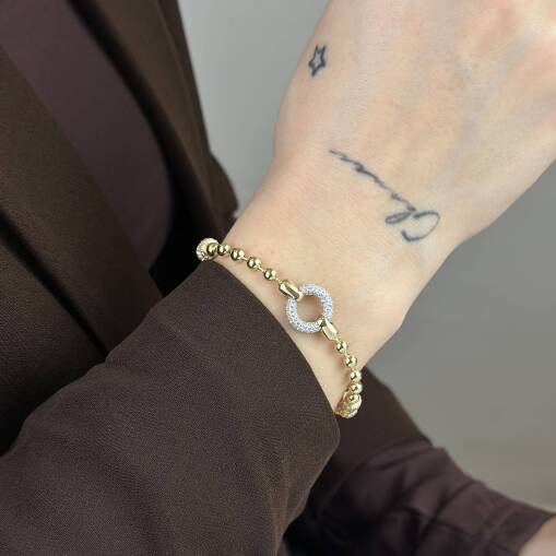 14 Ayar Altın Taşlı Top Bileklik – Zarif Tasarım - 2