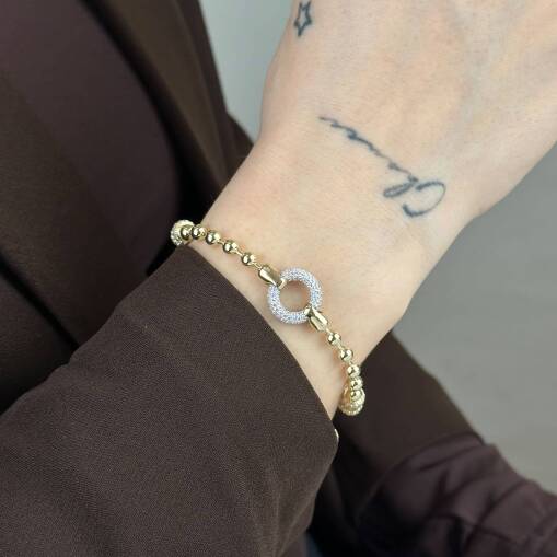 14 Ayar Altın Taşlı Top Bileklik – Zarif Tasarım - 1