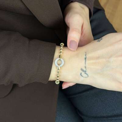 14 Ayar Altın Taşlı Top Bileklik – Zarif Tasarım - 3