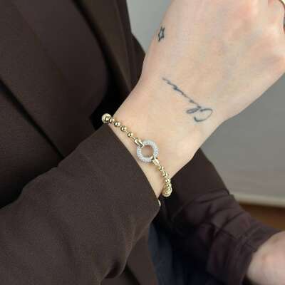 14 Ayar Altın Taşlı Top Bileklik – Zarif Tasarım - 4