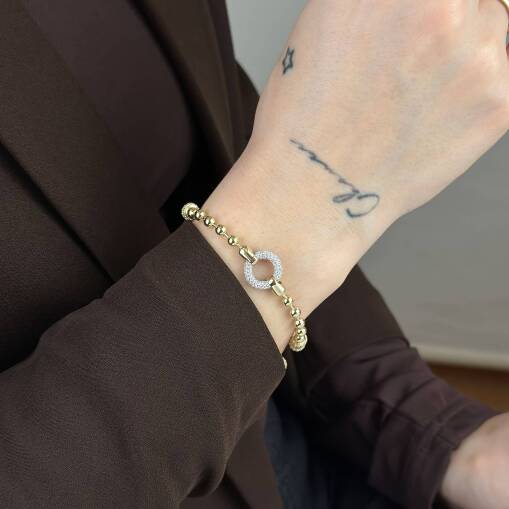 14 Ayar Altın Taşlı Top Bileklik – Zarif Tasarım - 4