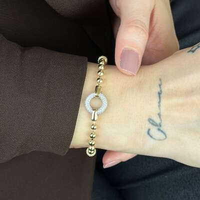 14 Ayar Altın Taşlı Top Bileklik – Zarif Tasarım - 5