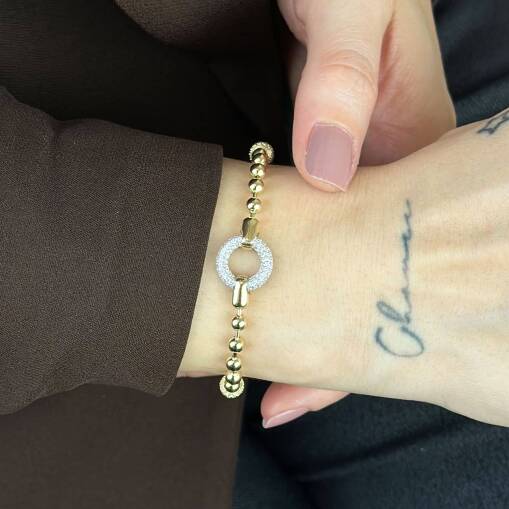 14 Ayar Altın Taşlı Top Bileklik – Zarif Tasarım - 5