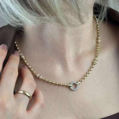 14 Ayar Altın Taşlı Top Kolye – Zarif ve Şık Tasarım - 4