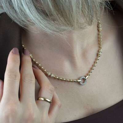 14 Ayar Altın Taşlı Top Kolye – Zarif ve Şık Tasarım - 5