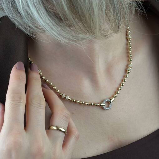 14 Ayar Altın Taşlı Top Kolye – Zarif ve Şık Tasarım - 5