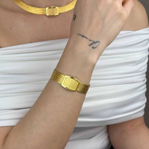 Trabzon Hasır Bileklik 14 Ayar Altın | 7 Sıra Zarif Tasarım - 3