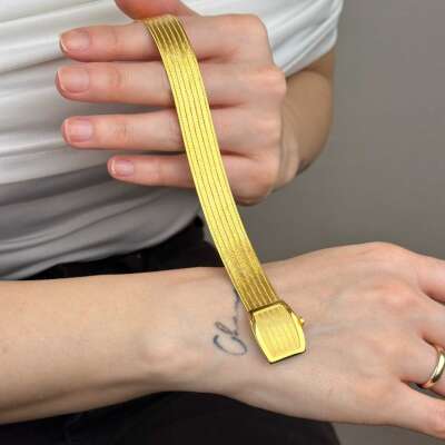 Trabzon Hasır Bileklik 14 Ayar Altın | 7 Sıra Zarif Tasarım - ENGİNGOLD KAR