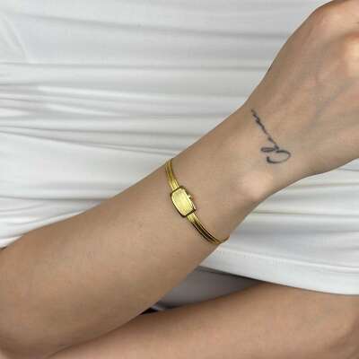 Trabzon Hasır Bileklik 14 Ayar Altın | İnce Üç Sıra - 2