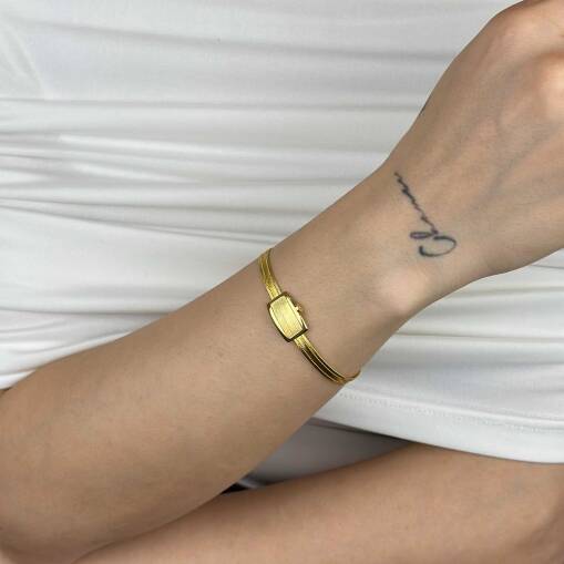 Trabzon Hasır Bileklik 14 Ayar Altın | İnce Üç Sıra - 2