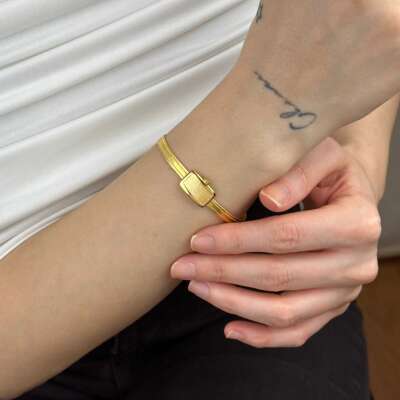 Trabzon Hasır Bileklik 14 Ayar Altın | İnce Üç Sıra - ENGİNGOLD KAR