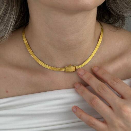 Trabzon Hasır Gerdanlık 22 Ayar Altın | İnce 3 Sıra - 1