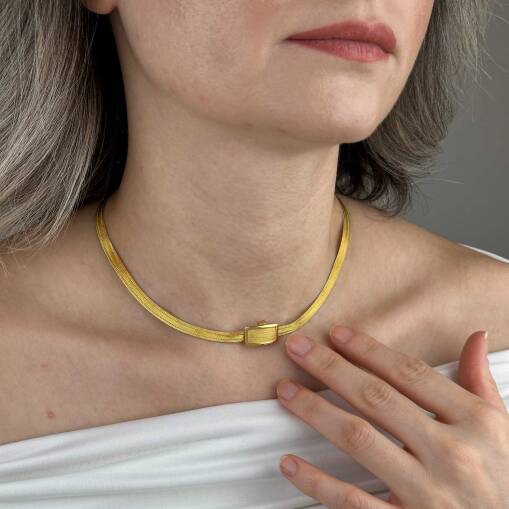 Trabzon Hasır Gerdanlık 22 Ayar Altın | İnce 3 Sıra - 2