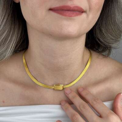 Trabzon Hasır Gerdanlık 22 Ayar Altın | İnce 3 Sıra - 3