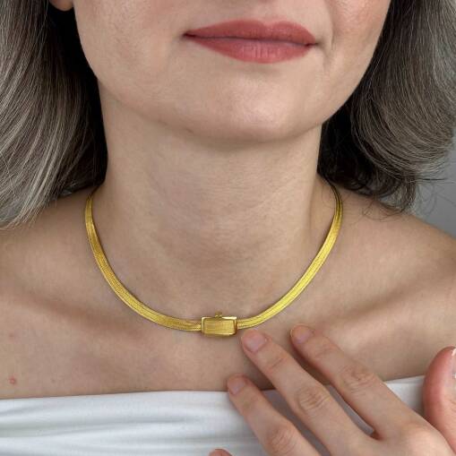 Trabzon Hasır Gerdanlık 22 Ayar Altın | İnce 3 Sıra - 3