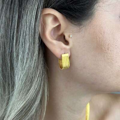 Trabzon Hasır Küpe 14 Ayar Altın | El İşçiliği Zarafet - 2