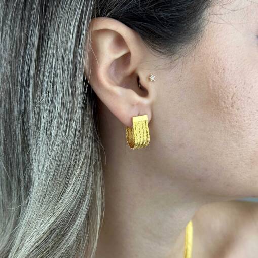 Trabzon Hasır Küpe 14 Ayar Altın | El İşçiliği Zarafet - 2