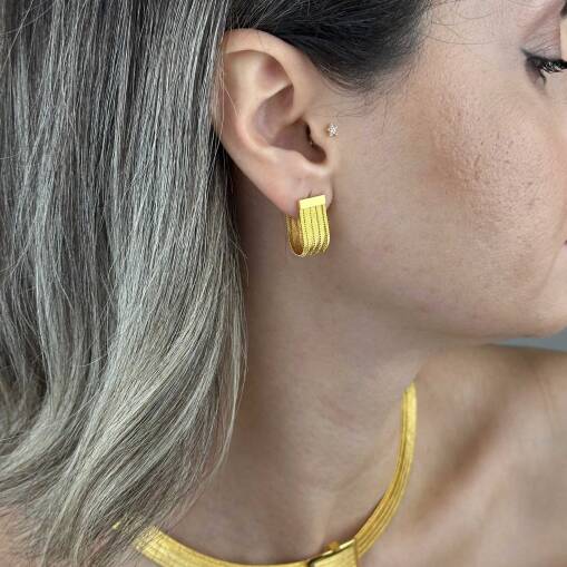 Trabzon Hasır Küpe 14 Ayar Altın | El İşçiliği Zarafet - 3