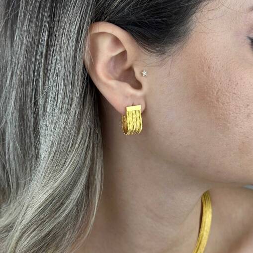 Trabzon Hasır Küpe 14 Ayar Altın | El İşçiliği Zarafet - 4