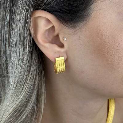 Trabzon Hasır Küpe 14 Ayar Altın | El İşçiliği Zarafet - 5