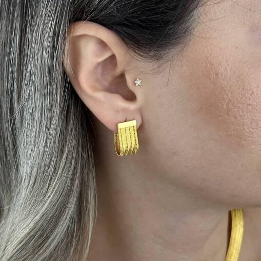 Trabzon Hasır Küpe 14 Ayar Altın | El İşçiliği Zarafet - 5