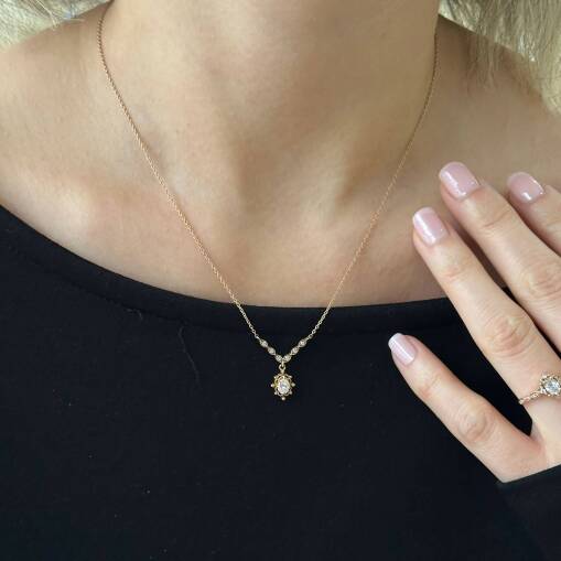 Vintage Pırlanta Kolye 14 Ayar Altın Şıklığı - 2