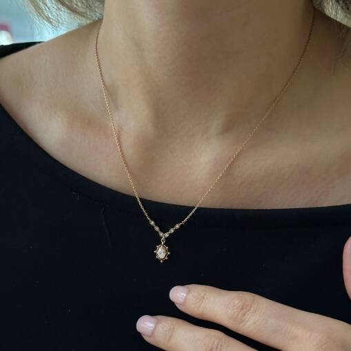 Vintage Pırlanta Kolye 14 Ayar Altın Şıklığı - 1