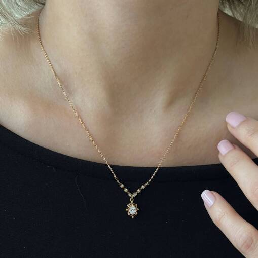 Vintage Pırlanta Kolye 14 Ayar Altın Şıklığı - 4