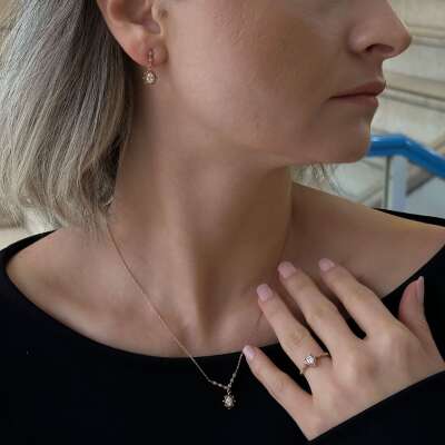 Vintage Pırlanta Küpe 14 Ayar Altın – Özel Hediye Seçeneği - 5