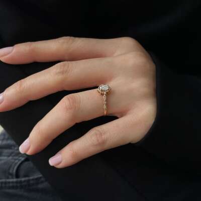 Vintage Pırlanta Yüzük – 14 Ayar Altın Zarif Tasarım - 2