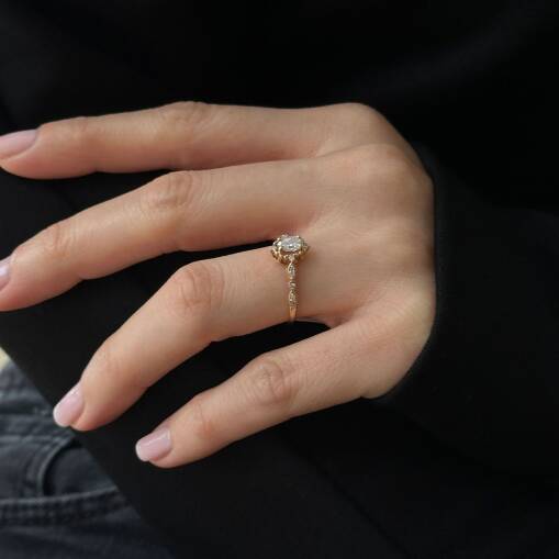 Vintage Pırlanta Yüzük – 14 Ayar Altın Zarif Tasarım - 2