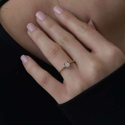 Vintage Pırlanta Yüzük – 14 Ayar Altın Zarif Tasarım - ENGİNGOLD KYR