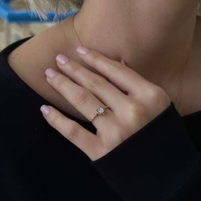 Vintage Pırlanta Yüzük – 14 Ayar Altın Zarif Tasarım - 5