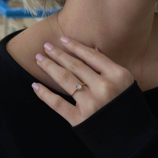 Vintage Pırlanta Yüzük – 14 Ayar Altın Zarif Tasarım - 5