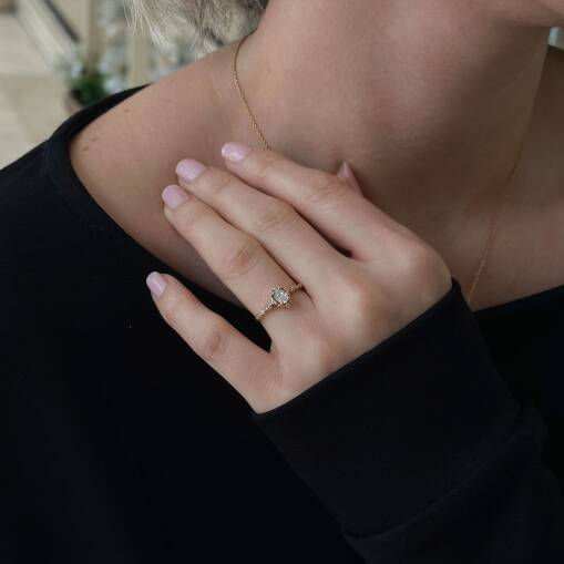 Vintage Pırlanta Yüzük – 14 Ayar Altın Zarif Tasarım - 6