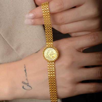 Yarım Reşatlı Dorikalı Altın Zincir Bileklik - 3