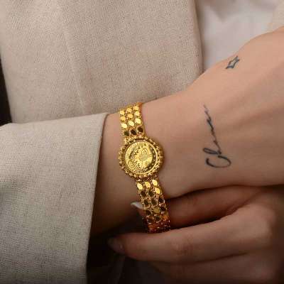 Yarım Reşatlı Dorikalı Pullu Altın Bileklik - 2