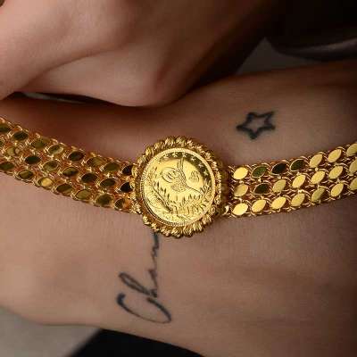 Yarım Reşatlı Dorikalı Pullu Altın Bileklik - 3