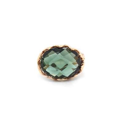 Yeşil Topaz Taşlı 14k Altın Yüzük - 2