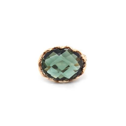 Yeşil Topaz Taşlı 14k Altın Yüzük - 2